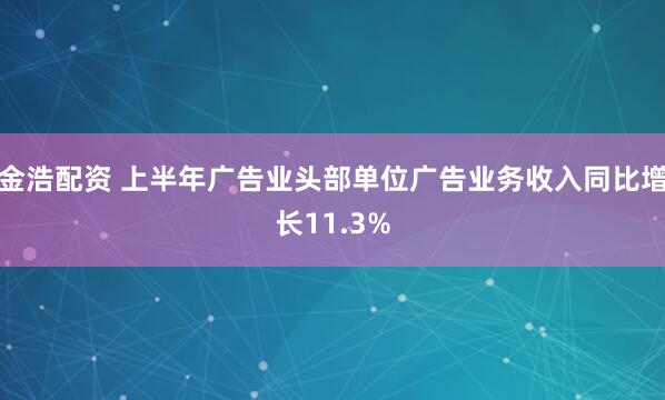 金浩配资 上半年广告业头部单位广告业务收入同比增长11.3%
